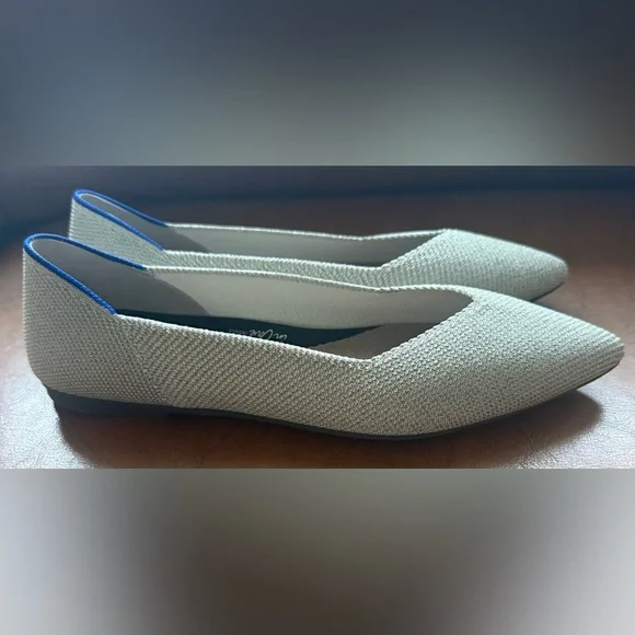 Rothy’s The Point II Diamond Twill Flats Size 8.5 Platinum Pointed Toe NWOB - Picture 8 of 11